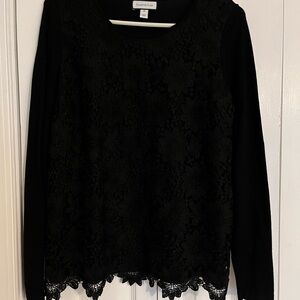 Charter Club Women's Black Lace Blouse